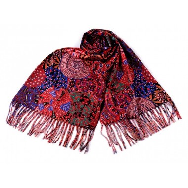 Esarfa tip casmir rosu coral design Divine Spiral